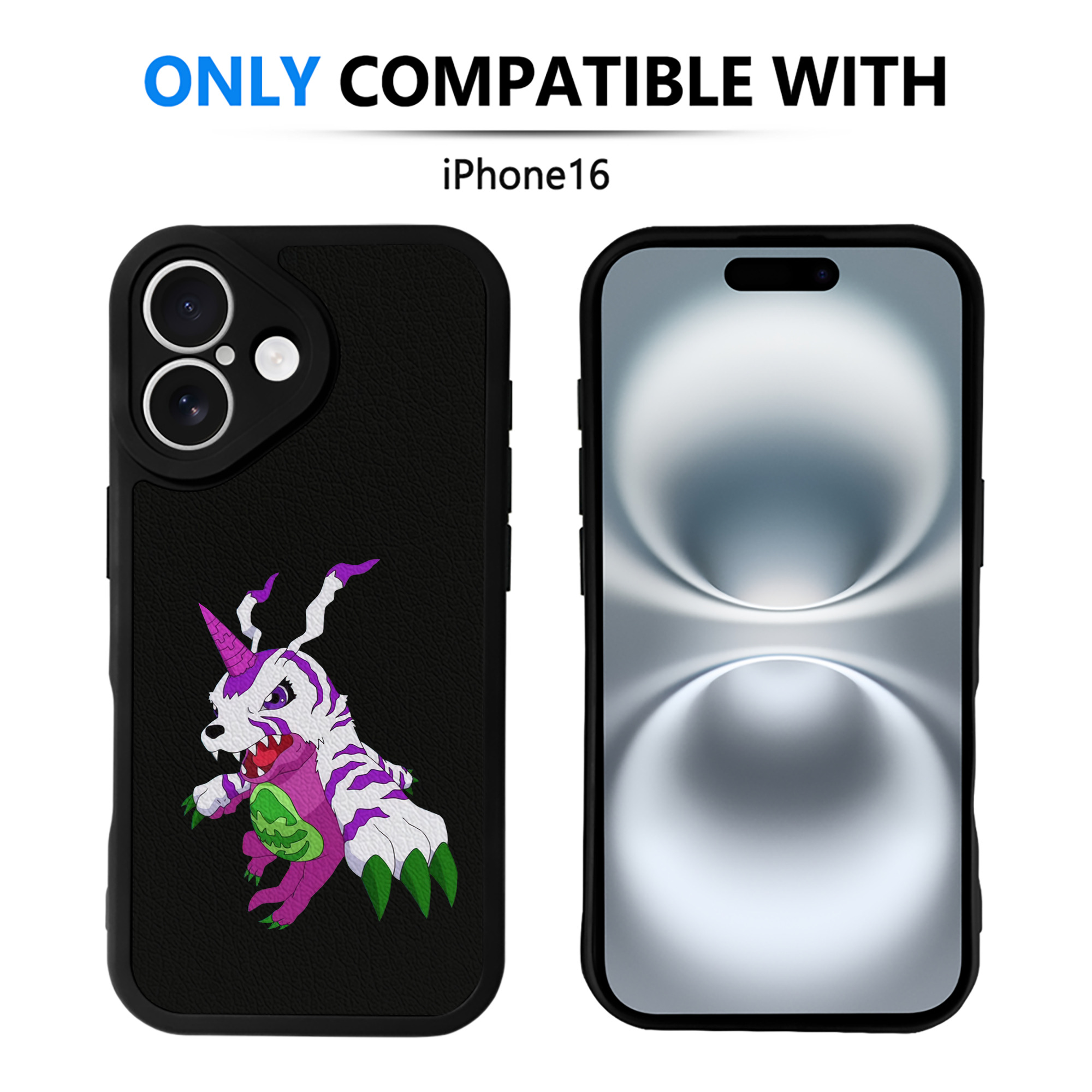 （画像用） Digimon デジタルモンスター/デジモン 【iPhone 16シリーズ対応】シリコンスマホケース（レザー調） 材質：シリコン